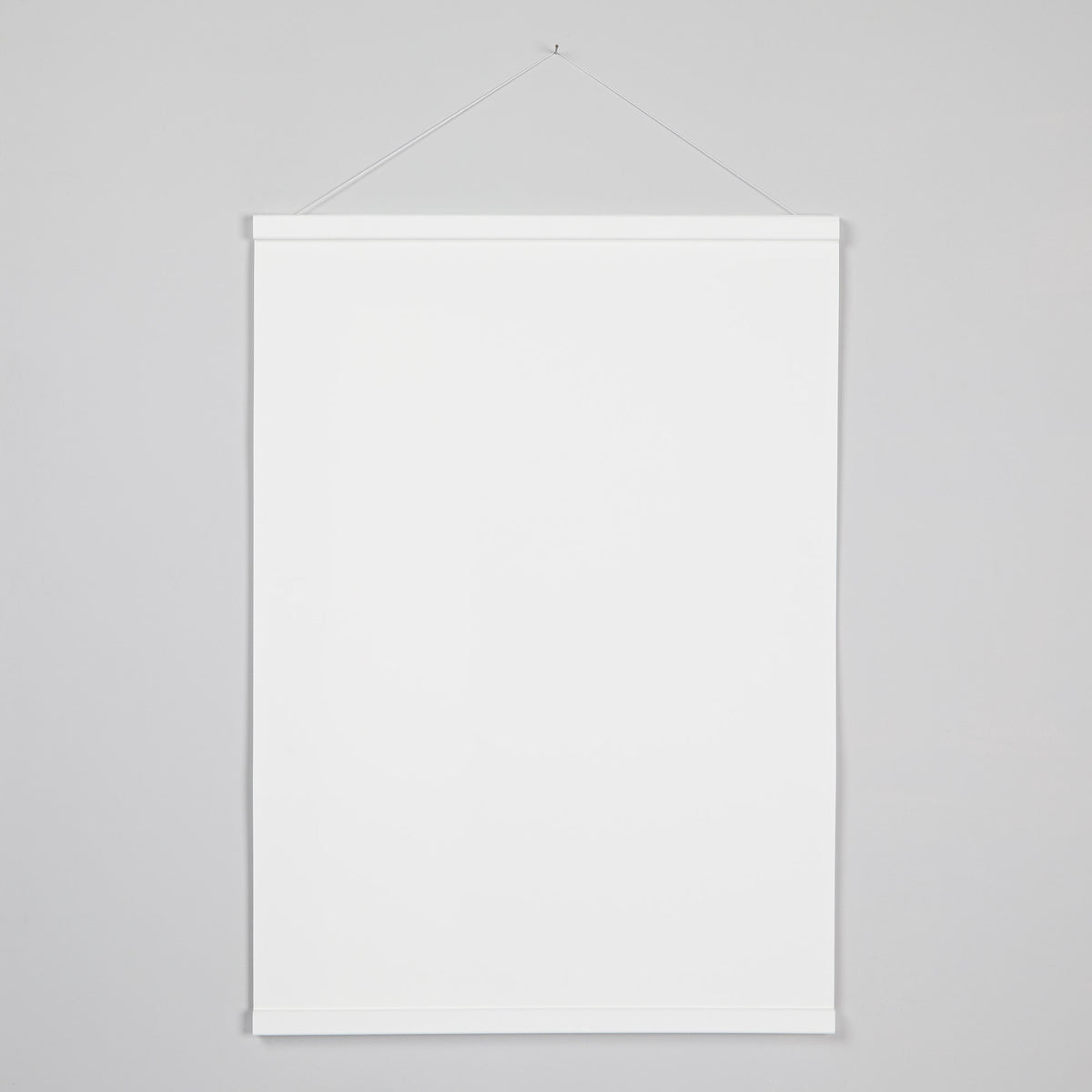 Baguette de suspension en bois blanc pour accrocher et suspendre une affiche au mur