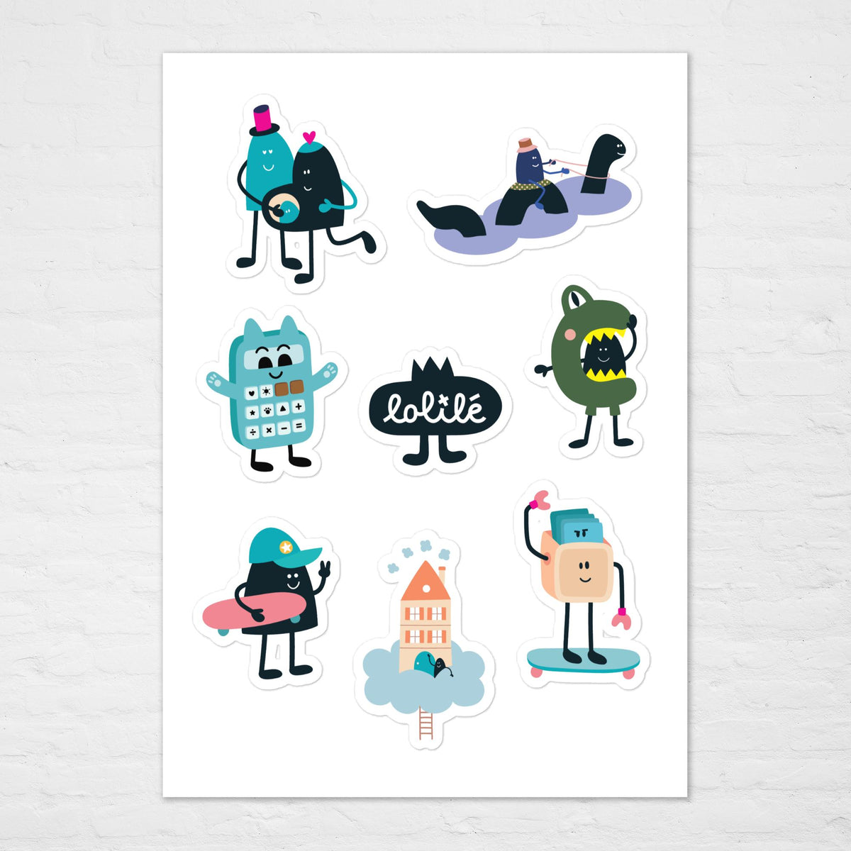 Planche de stickers et autocollants décoratifs illustrés représentant de petits personnages rigolos pour les enfants